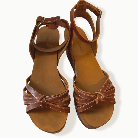 Isabel Marant Etoile Zia Leather Wooden Platform Wedge (38) - Picture 2 of 6